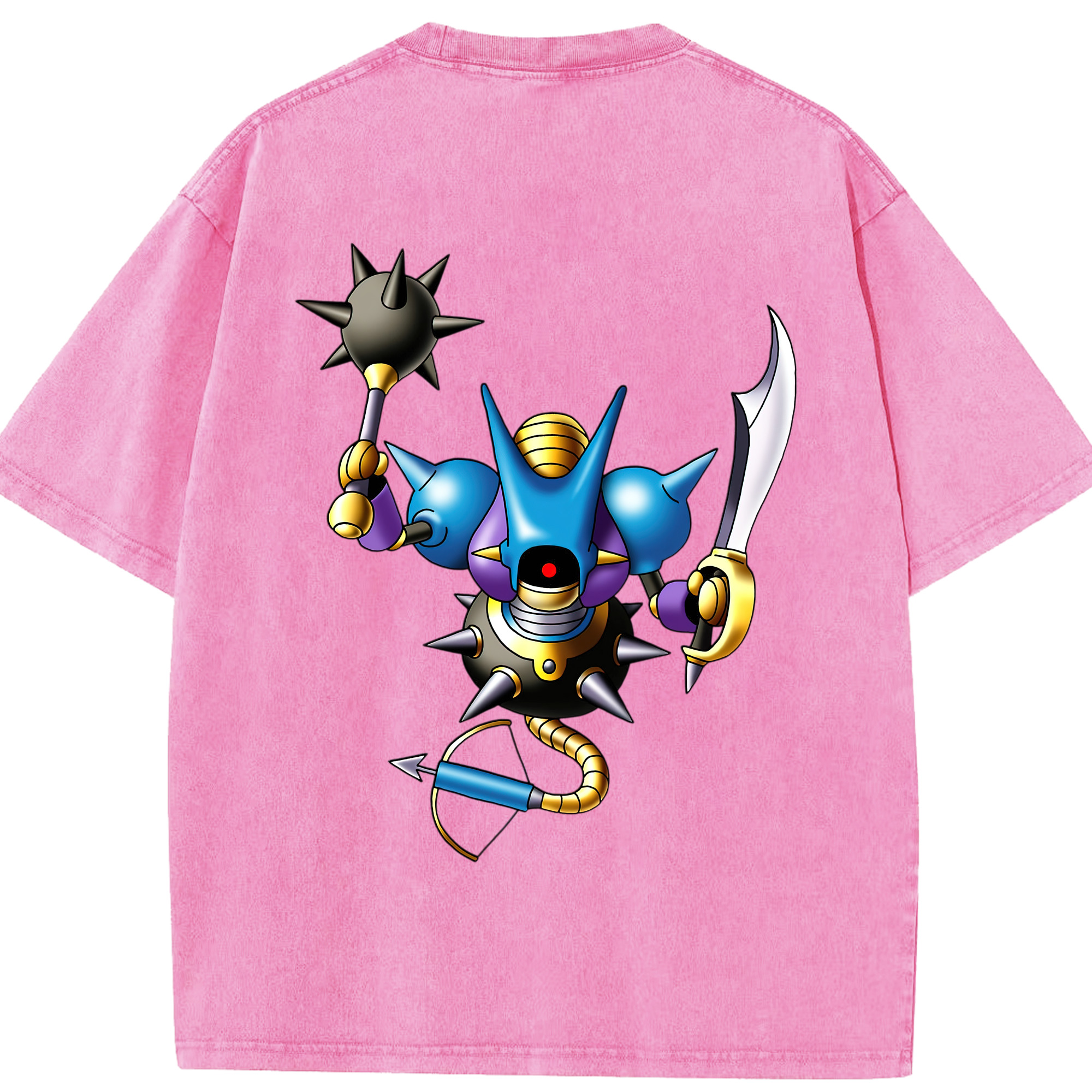 （画像用） ドラゴンクエスト Doragon Kuesuto Dragon Quest 綿100% ヴィンテージ風 半袖Tシャツ（背面プリント）